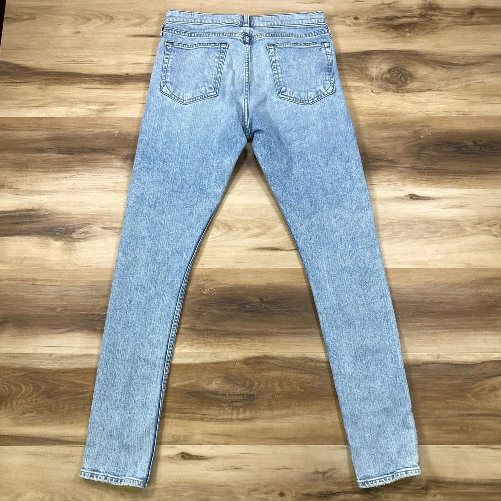Rag & Bone Jeans Mens 30x32 Fit 1 Skinny Organic Cotton Sonora Light Blue Wash